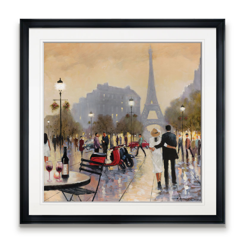 « paris twilight », peinture, H 16 po x l 16 po x P 1,5 po, Cadre noir