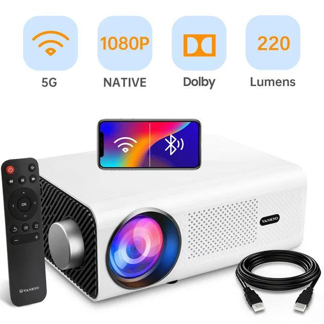 VANKYO Leisure 495W Native 1080P Projector Full HD 5G WiFi Projector with Bluetooth