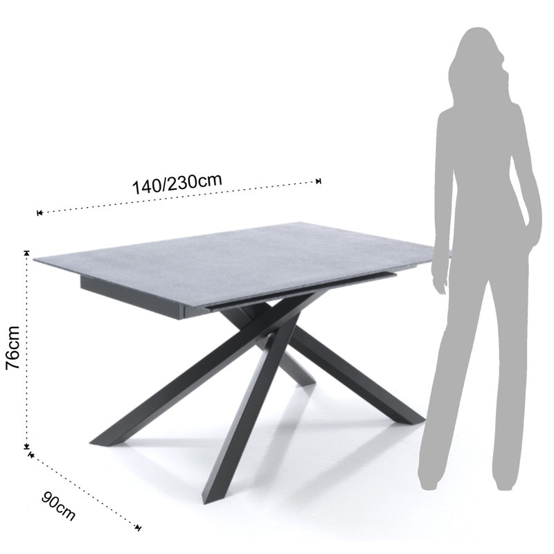 Dalessandro Glass Top Metal Base Dining Table, Rock