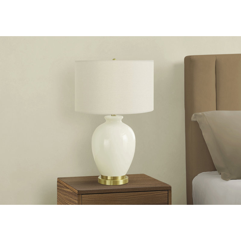 Lighting, H 26 po, lampe de table, abat-jour ivoire / crème, crème, transitionnel