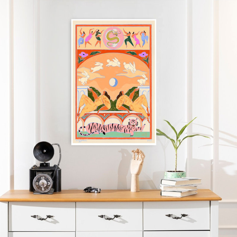 Art contemporain contemporain abstrait coloré, fleur de lapin, H 24 po x l 16 po
