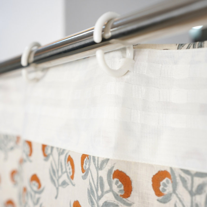  Tissu en lin de couleur Artisan Block Block avec anneaux suspendus - Bel Patra, L 54 po x L 120 po