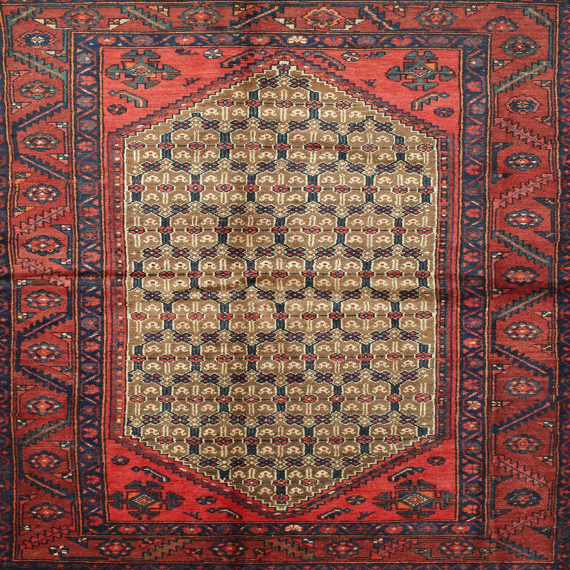 Rouge Tapis décoratif du Sud-Ouest Jupiter, Carré 7 pi