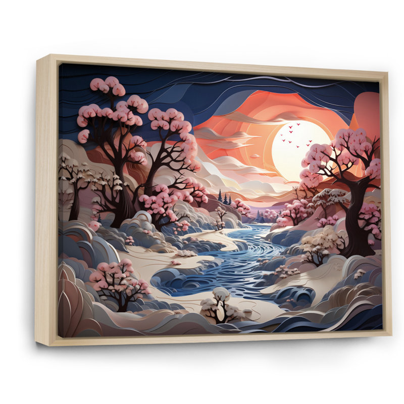 «Beautiful Country Charm in Winter II», reproduction sur toile, 16" H x 32" W, Cadre naturel flottant