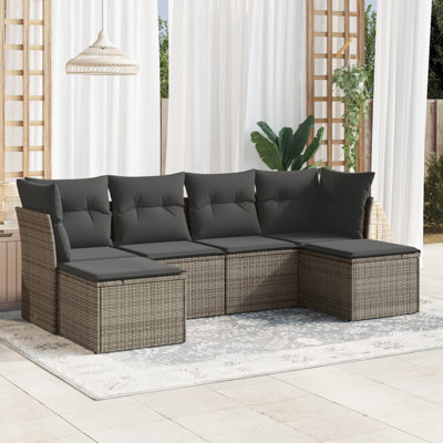 Ensemble de canapé de jardin en rotin PE Vidaxl, acier thermolaqué 6 pièces