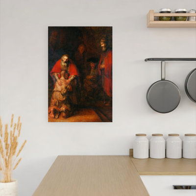 Return Of The Prodigal Son C. 1668 Classic Vintage Architecture Wall Art Print by Rembrandt Van Rijn - Wrapped Canvas Print