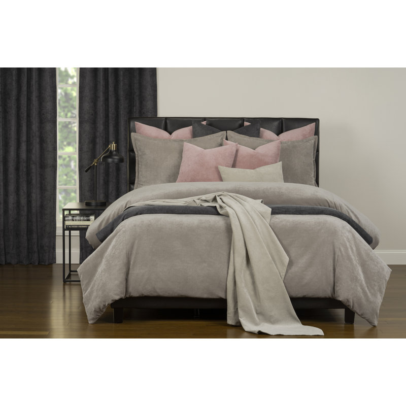 Matte Velvet Set with Duvet Cover & Insert Set by Siscovers, Queen Duvet Cover + 9 Additional Pieces, Dove