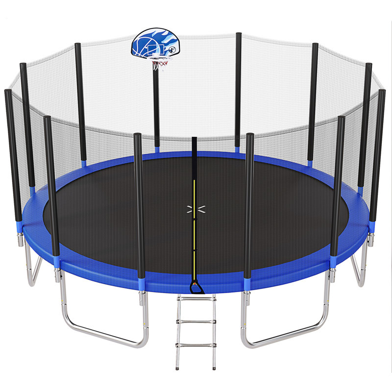 Ceballos Oval Kid / Toddler Trampoline with Trampoline Handlebar, Blue