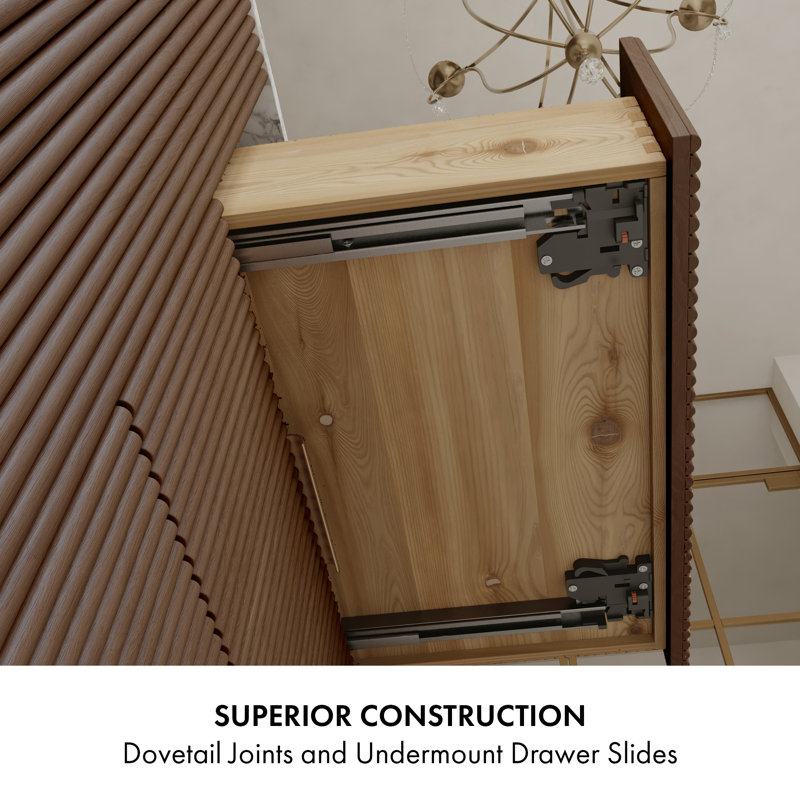 Kensington 72" Bathroom Vanity in Fluted Birch, Brown Reeded Birch