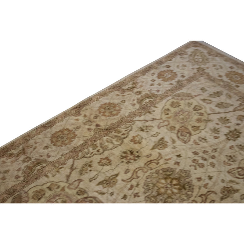 Hand Knotted Wool Area Rug in Cream
