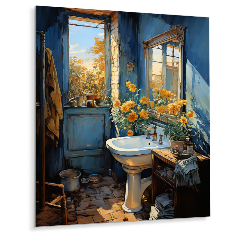 Salle de bain turquoise, peinture III - salle de bain, H 32 po x l 24 po x P 1 po