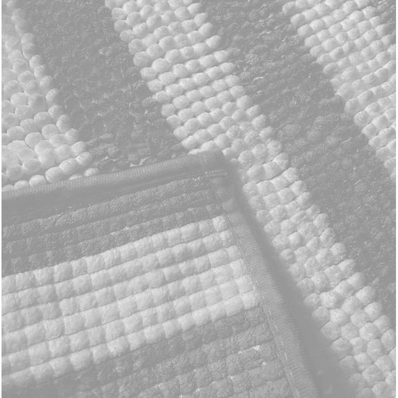 Ensemble de 2 tapis de salle de bain en chenille douce et moelleuse à rayures rose et blanc