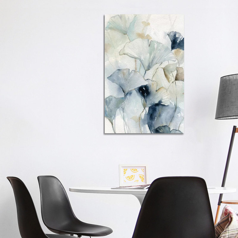 «Indigo Gingko I» par Carol Robinson - reproduction d'art, Toile tendue, H 40 po x l 26 po x P 1,5 po, Pas de tapis