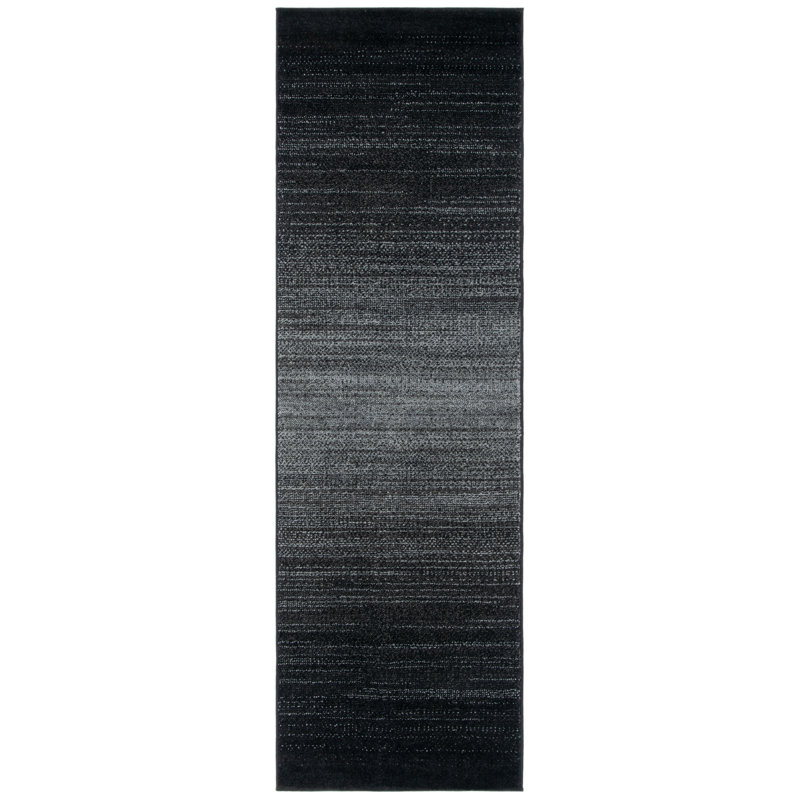 Tapis noir en polypropylène tissé à la machine Diez, Tapis de couloir 2 pi 6 po x 8 pi