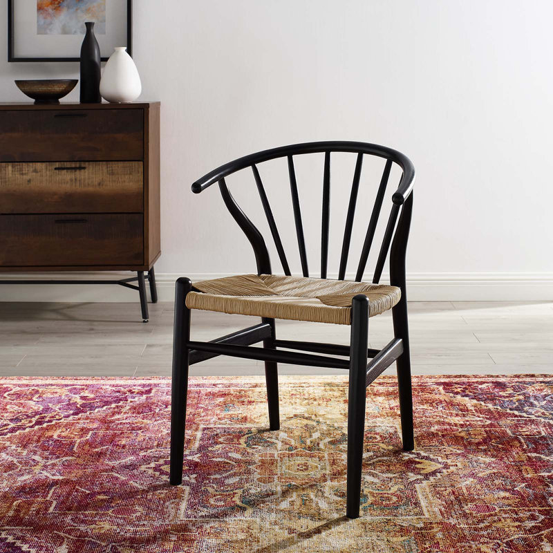 Modway Flourish Spindle Wood Dining Side Chair, Black, 1