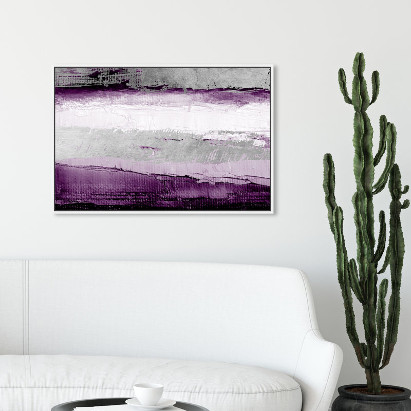 «Abstract Envision and Elevate Violet», impression, Cadre blanc, H 24 po x l 36 po, Blanc