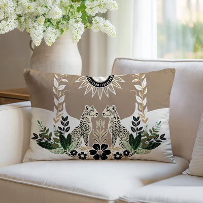 Oreiller rectangulaire réversible intérieur / extérieur Spoke Leopard
