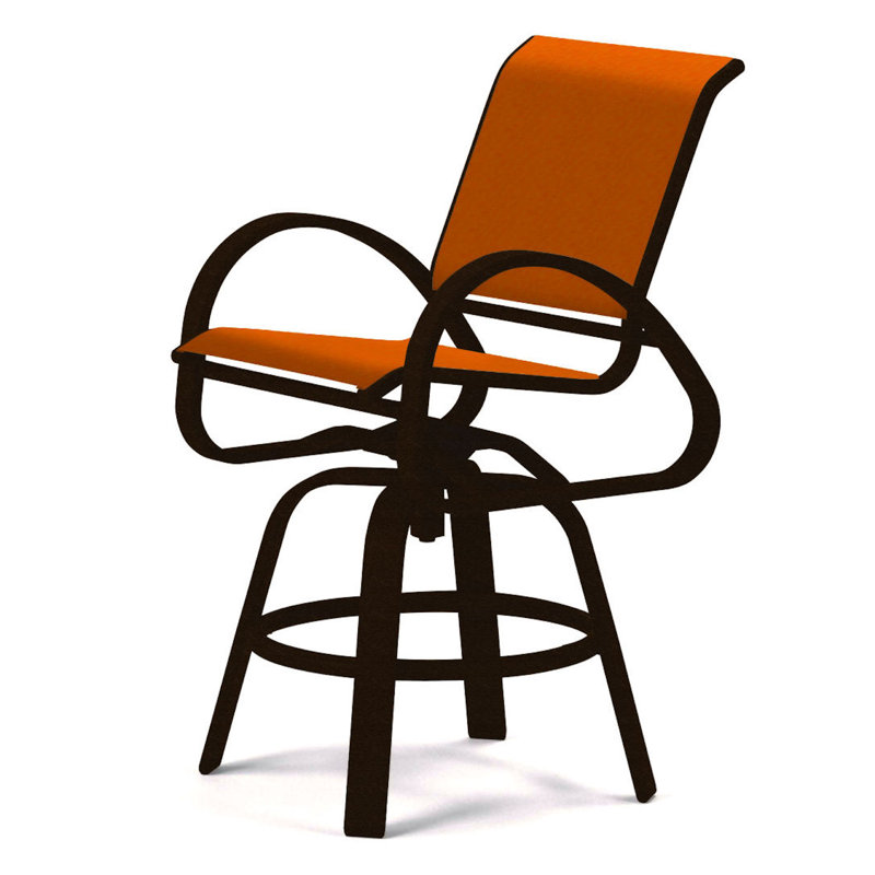 Tabouret de bar Holna, Toile Sunbrella® tangerine, Kona texturé