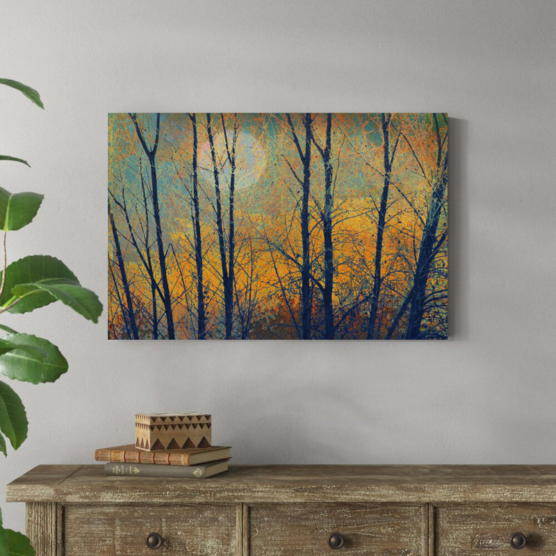 «Meadow Trees II» par Chris Vest - peinture sur toile tendue, H 24 po x l 36 po