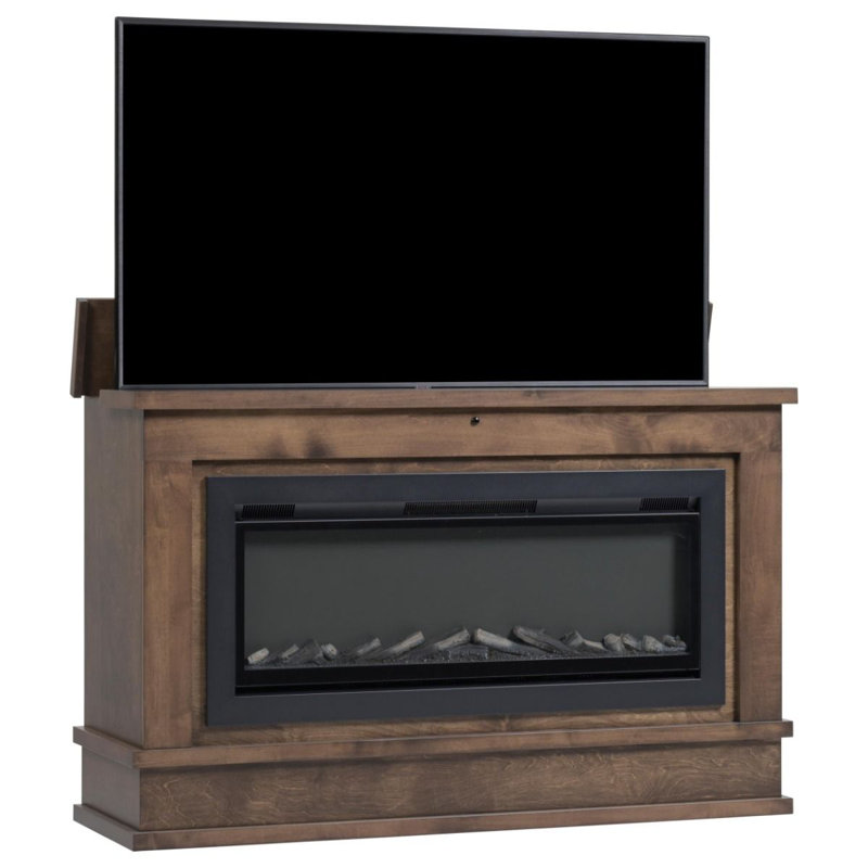 Armoire télé avec foyer électrique Ambiance, Brun intense