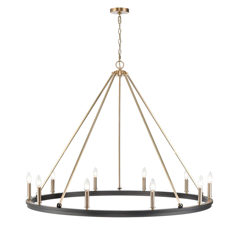 10 - Light Dimmable Wagon Wheel Chandelier