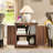 Jaimar 24"W Farmhouse Square End Table with Charging Station&Adjustable Storage Shelf-1440454481-1440454478