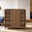 Mid-Century Oak Shoe Storage Cabinet with Adjustable Shelves and Sliding Doors