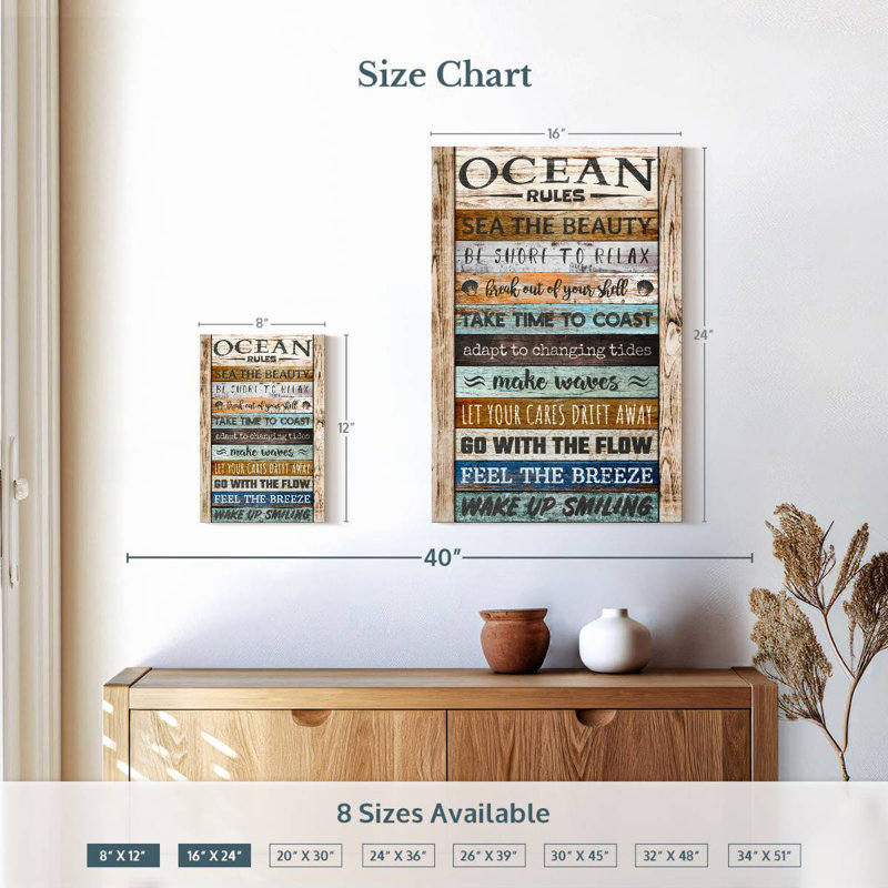 Kema Ocean Rules, typographie, H 12 po x l 8 po