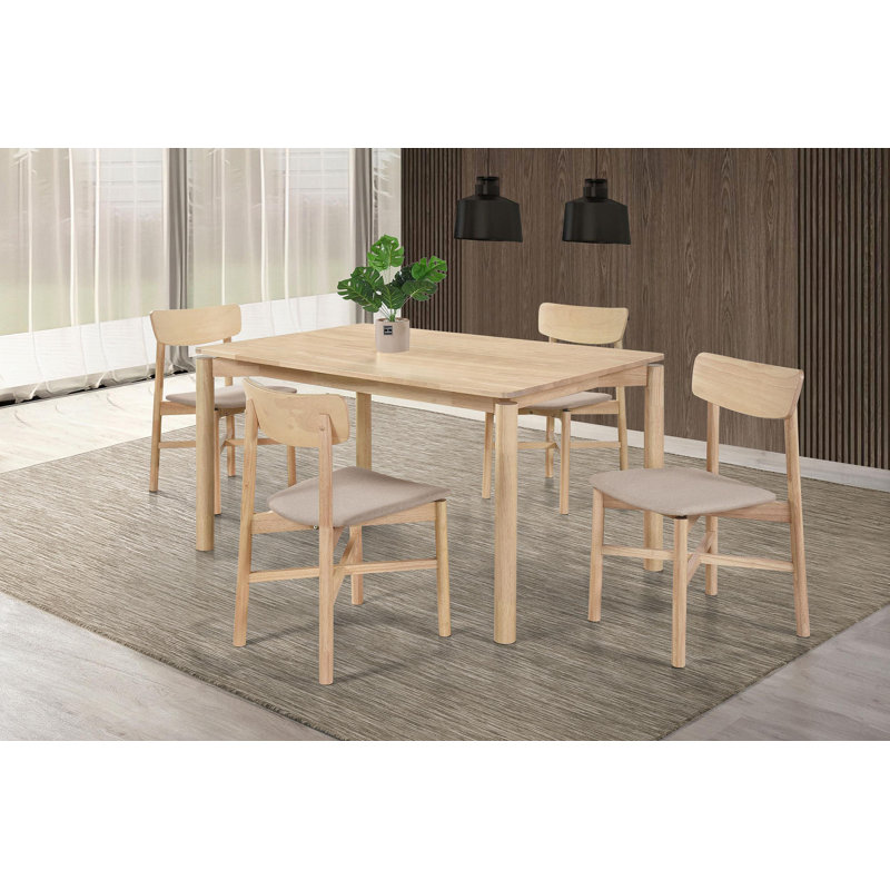 Naoma 5-piece 59-inch Wood Dining Set White Washed, White Washed, 5 Pieces: Table, 4 Chairs