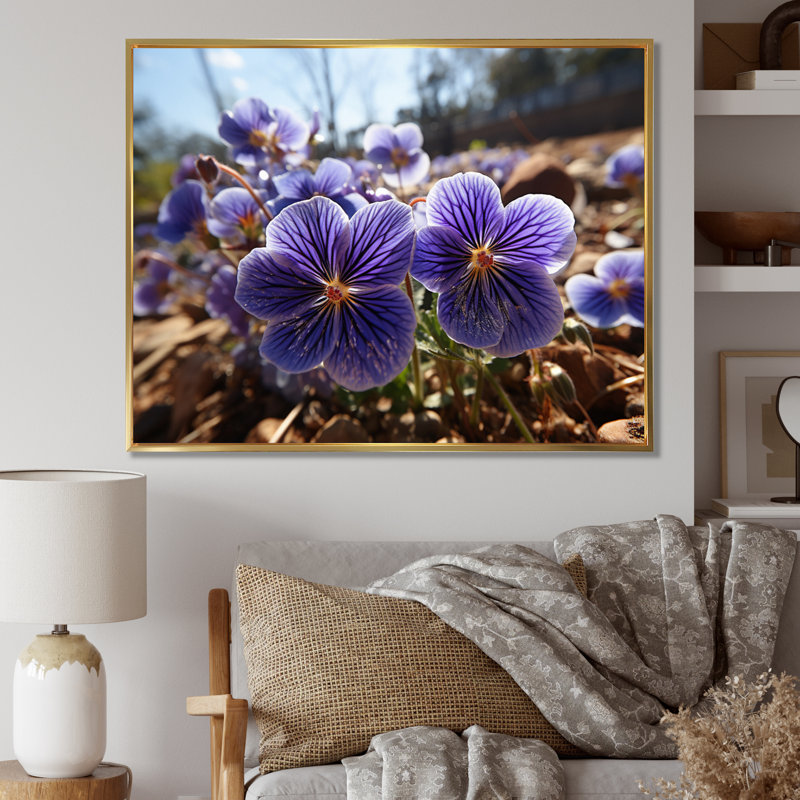 " Vibrant Violets Field Photo I ", 30" H x 40" W x 1.5" D, Gold Floater Framed