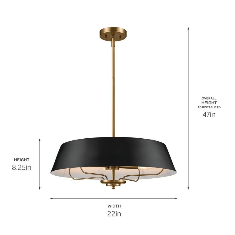 4 - Light Shaded Pendant, Black, Black