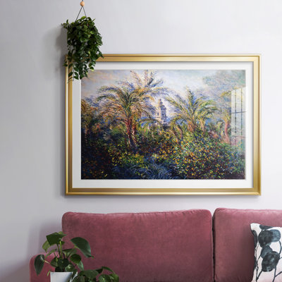Jardin à Bordighera, effet du matin, 1884 - Encadré sous verre et sous passe-partout, grand tableau pour salon