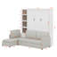 Lit escamotable avec canapé modulaire et tablettes de rangement réversibles, grand-108195641