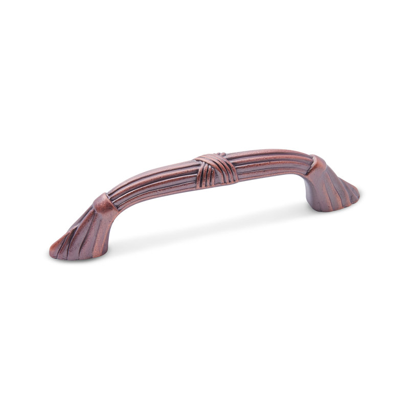 Poignée ornée d'arc avec lignes et croix CP Series, Distressed Copper, 3 1/2"