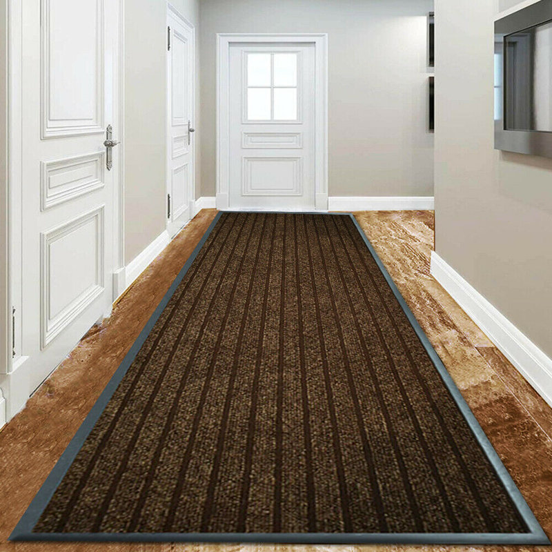 Heavy Duty Dirt Trapper Door Mat & Hallway Runner – Non-Slip Indoor Outdoor Washable Rubber Backed Entrance Mat