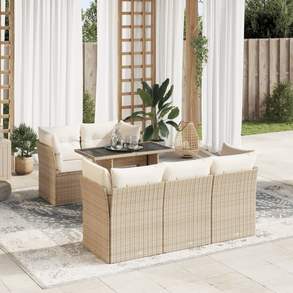 Vidaxl 6-Tlg. Garten-Sofagarnitur Mit Kissen Braun Poly Rattan