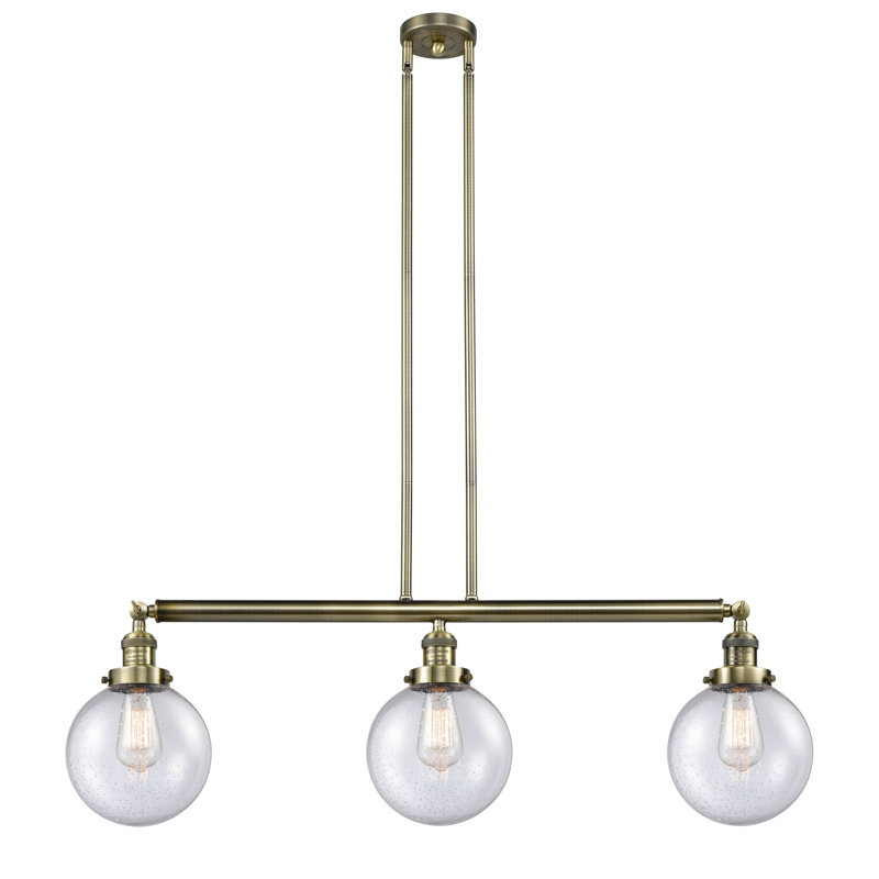 Luminaire suspendu linéaire à 3 lumières pour îlot de cuisine Albanie, Transparent / clair, Ampoule non incluse