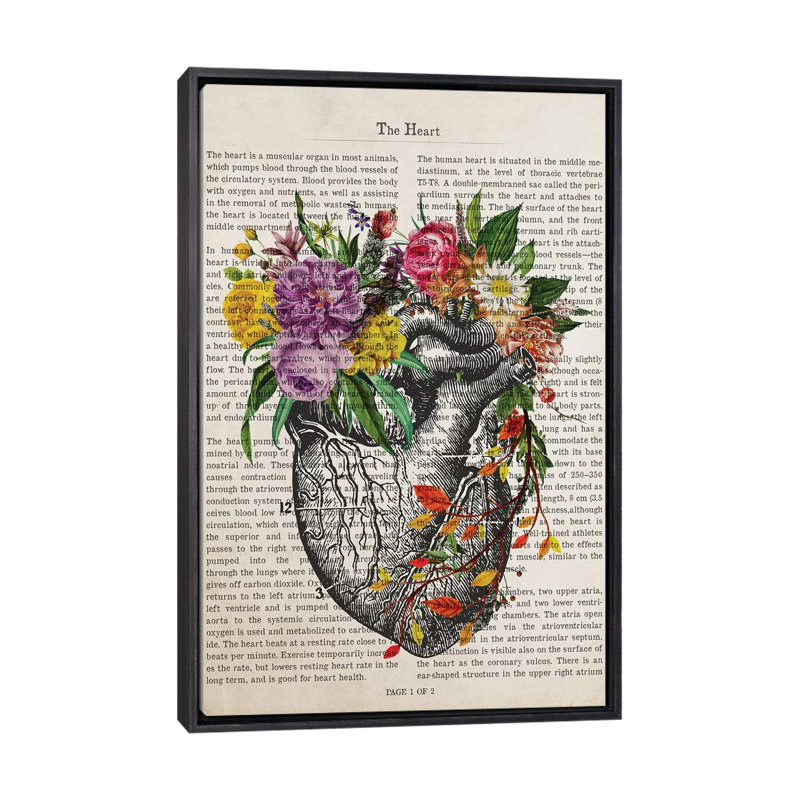 Reproduction d’art pixel the Heart par vieillis, H 26 po x l 18 po x P 1,5 po, Toile avec cadre noir patiné, Pas de tapis