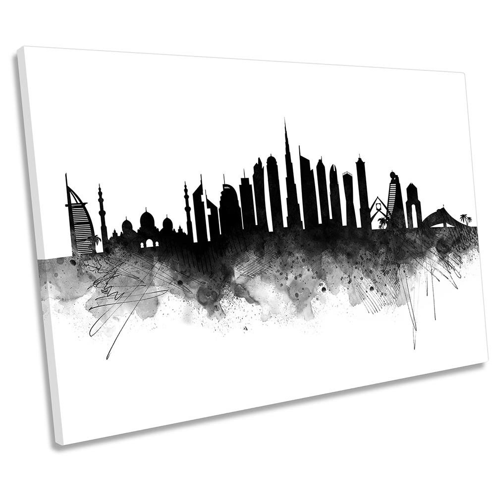 Dubai Abstract City Skyline - Wrapped Canvas Print
