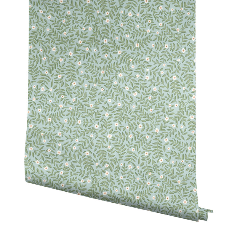 Papier peint adhésif floral Elodie, Bleu