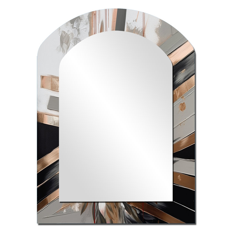 Miroir mural arqué traditionnel rose, 34 po x 25 po