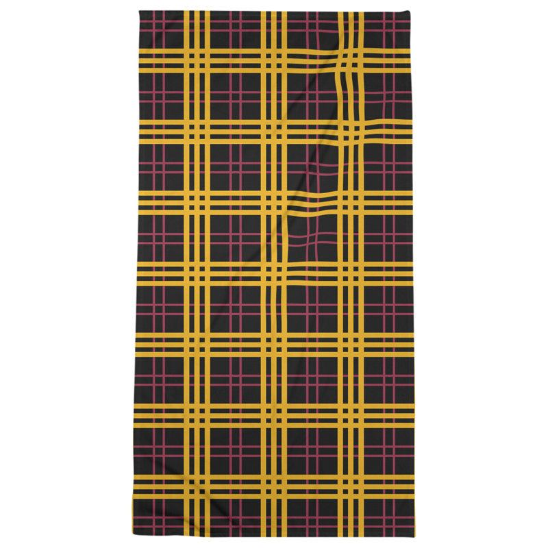 Bath Towel, Black/Red/Yellow, Polyester/Cotton Blend