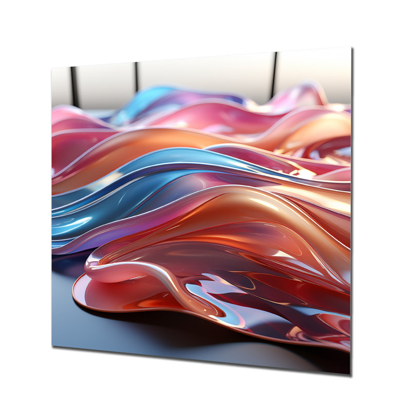 Purple And Blue Fractal Elegance II - Fractal Metal Wall Art Print, 29" H x 29" W