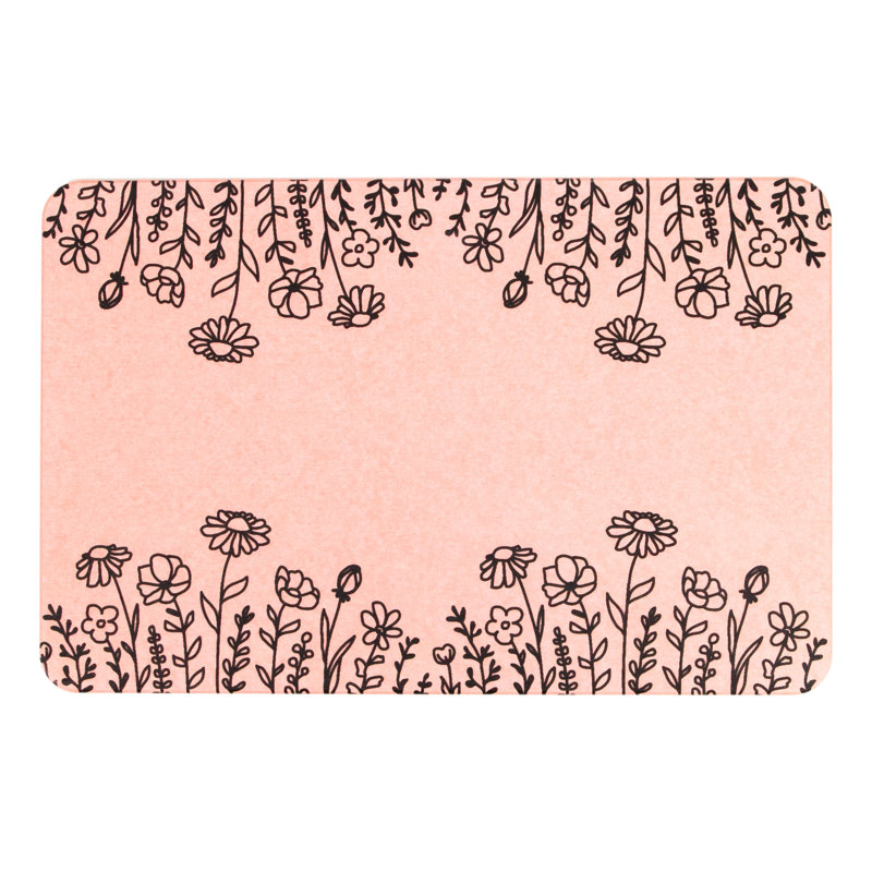 Non-Slip Bath Mat, Pink/Black