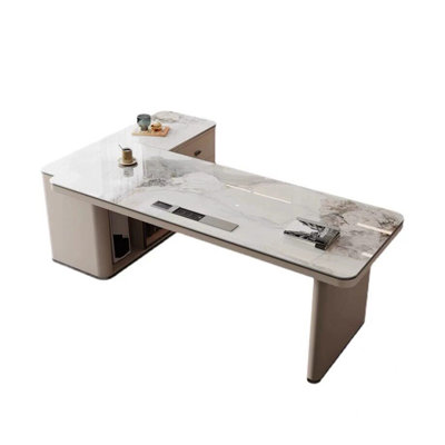 70.87"Luxury-simplified white L-shaped office desk
