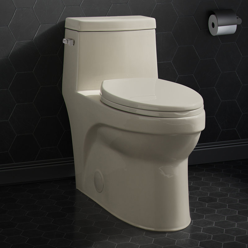 Toilette allongée une pièce à double chasse Virage 1,1 / 1,6 gpc Virage, Bisque brillante, Côté gauche