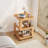 Natural Solid Wood 3-Tier Rolling Side Table,Natural Finish-661924527