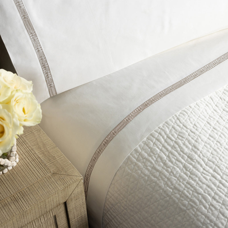 Fiji Sateen Sheet Set, King, White/Natural