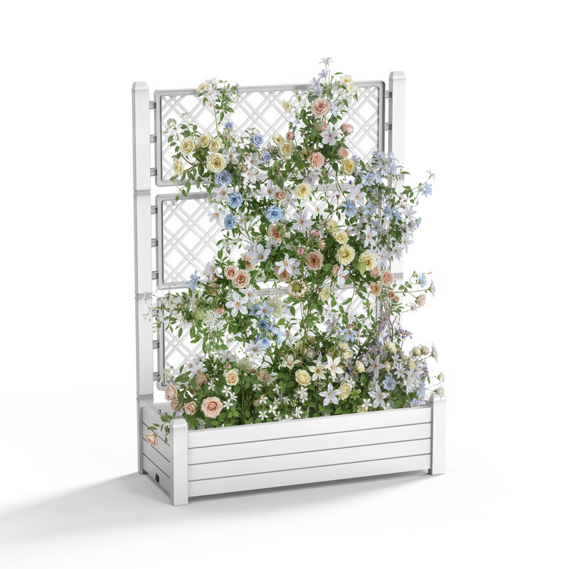 Resin Planter Box With Trellis(Ashen), Ashen