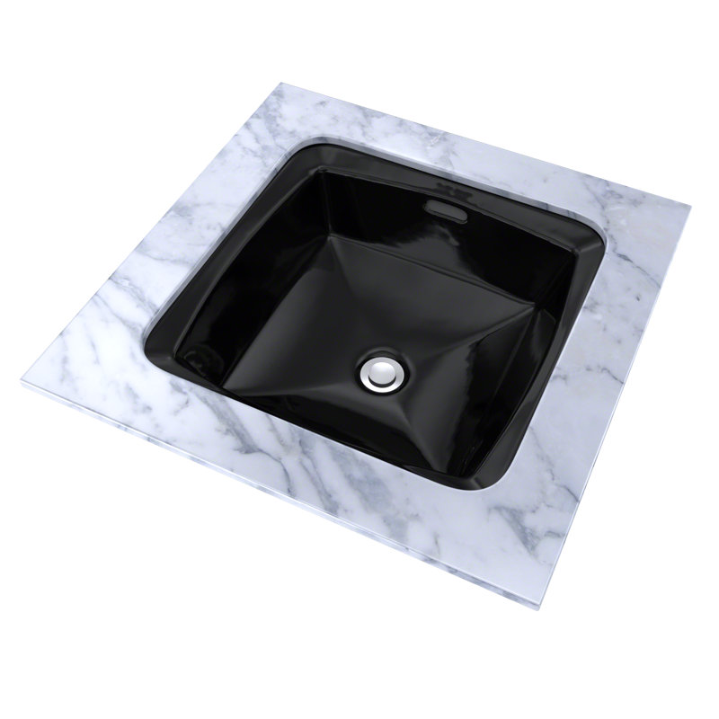 Connelly® Ebony Vitreous China Square Undermount Bathroom Sink with Overflow